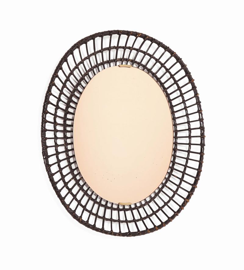 Specchiera con cornice in rattan  - Auction Design - Cambi Casa d'Aste