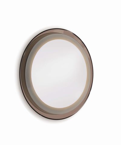 Specchio Retroilluminato con Cornice in Vetro Colorato e Molato.
