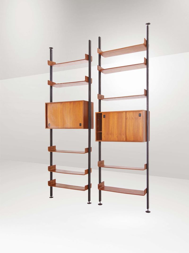 Libreria con struttura in metallo laccato e legno.  - Auction Design - Cambi Casa d'Aste