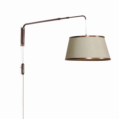 Lampada da Parete Orientabile e Telescopica con Contrappeso in Ottone Lucido, Metallo Laccato e D...