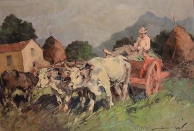 Carlo Domenici (1898-1981)buoi al Carro