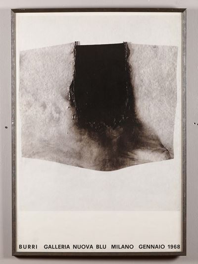 Locandina per Mostra di Alberto Burri, Galleria Nuova Blu, Milano, 1968