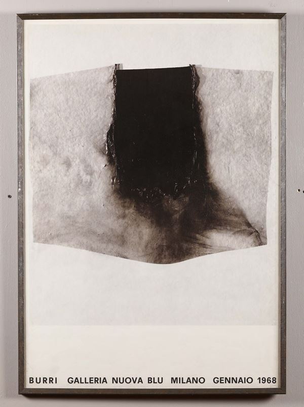 Locandina per mostra di Alberto Burri, Galleria nuova blu, Milano, 1968