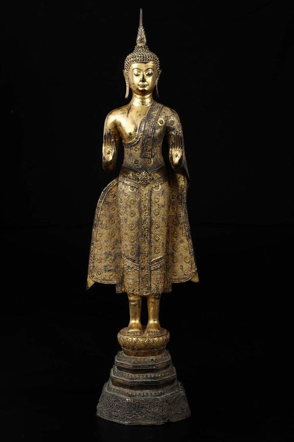 A gilt bronze figure of Buddha, Thailand, 19th century