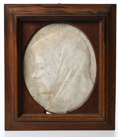 Bassorilievo in Marmo Raffigurante Profilo di Madonna, XIX Secolo