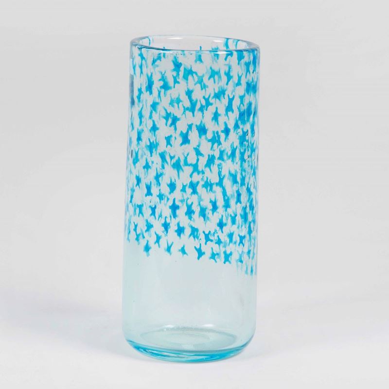Fulvio Bianconi, Cenedese, Murano, 1960 ca. A cylindrical heavy glass vase with a decor of star-shaped murrine  - Auction Murano '900 - II - Cambi Casa d'Aste