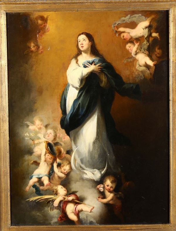 Scuola spagnola del XIX secolo Vergine e angeli