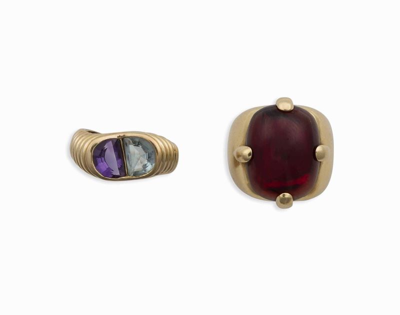 Lotto composto da un anello con granato ed un anello con topazi  - Auction Vintage, Jewels and Bijoux - Cambi Casa d'Aste