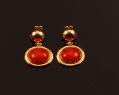 Orecchini con Corallo Taglio Cabochon