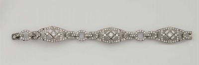 Bracciale Art Deco con Diamanti di Vecchio Taglio Rotondi e a Baguette
