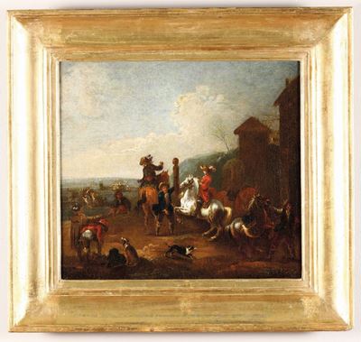 Scuola del XVIII Secolopaesaggio con Cavalieri