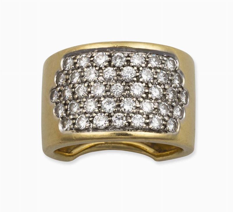 Anello con pavé di diamanti taglio brillante per ct 3,15 circa  - Auction Vintage, Jewels and Bijoux - Cambi Casa d'Aste