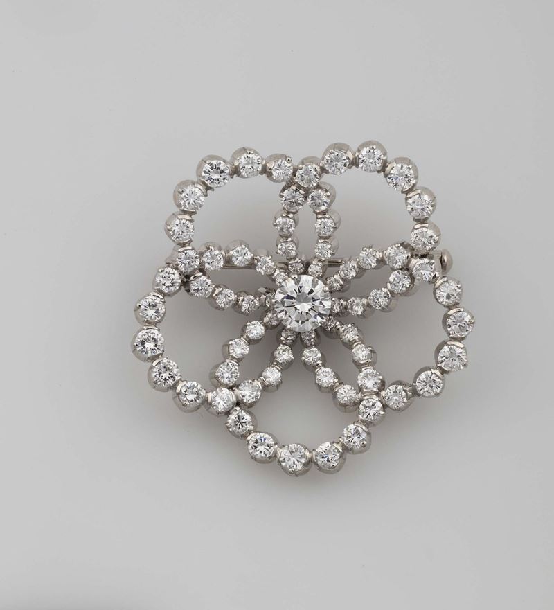 Brilliant-cut diamonds brooch  - Auction Fine Jewels - Cambi Casa d'Aste