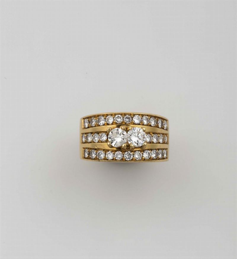 Brilliant-cut diamonds and gold ring  - Auction Fine Jewels - Cambi Casa d'Aste