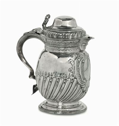 Tankard in Argento Sterling Fuso, Sbalzato e Cesellato, Argentiere T.t (non Identificato), Londra...