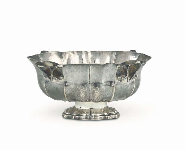 A sugar bowl in molten, embossed and chiselled silver, Venice, second half of the 18th century, city's guarantee mark and assayer's stamp.