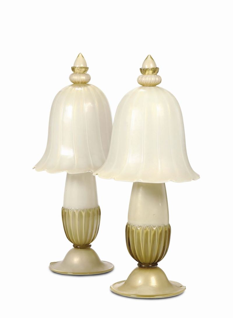 Coppia di lampade da tavolo, Murano, 1940/45  - Auction Fine Art - I - Cambi Casa d'Aste