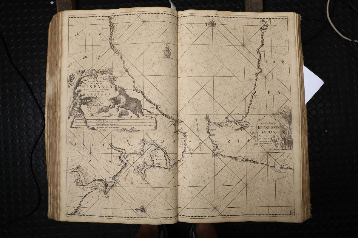 Claes Jansz Vooght - Portolano Olandese dei Mari del Nord e del Mediterraneo.de Nieuwe Groote Lic...