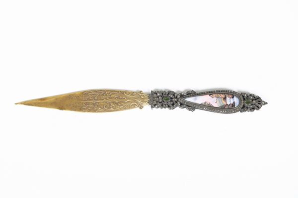 A gold and silver letter opener, Italy 20th century