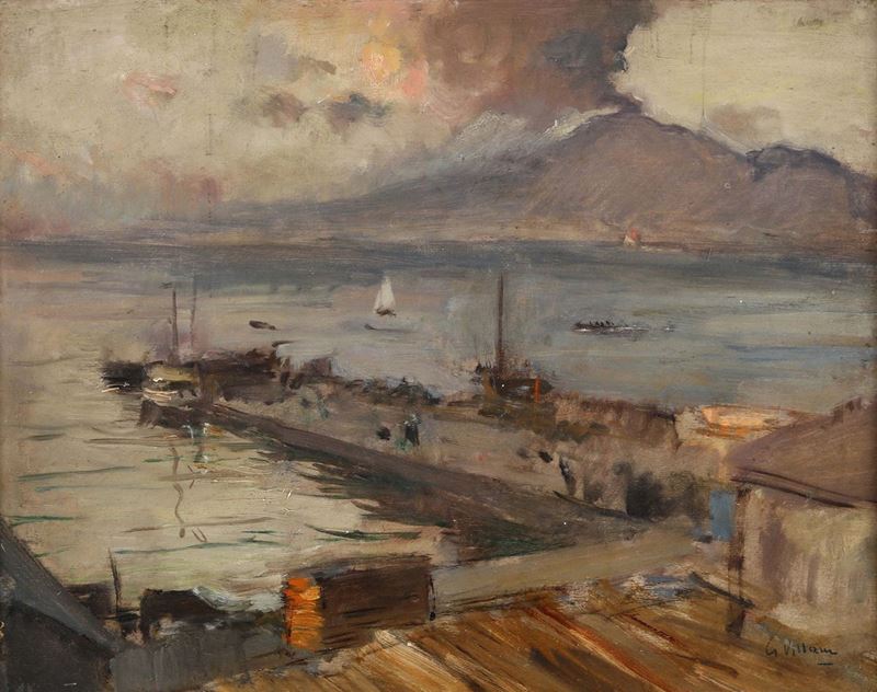 Gennaro Villani (1885-1948) Vesuvio in eruzione  - Asta Dipinti del XIX e XX secolo - Cambi Casa d'Aste