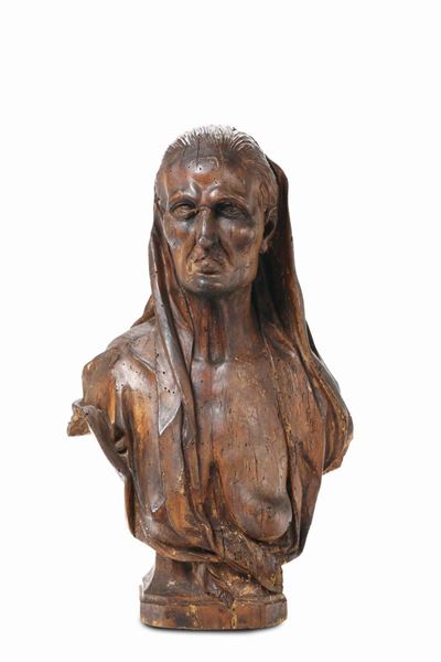 Figura Femminile Allegorica in Legno Scolpito. Scultore Italiano del XVIII Secolo. Ercole Lellj (...