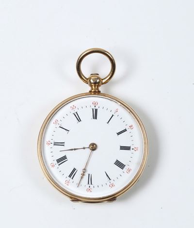 Piccolo Orologio da Tasca in Oro con Smalti, XX Secolo