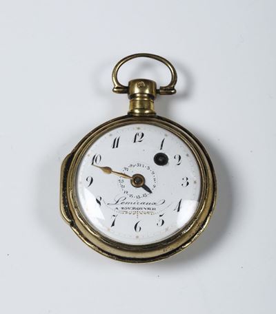 Orologio da Tasca in Argento Dorato Firmato Lemiraux con Calendario, Fine XVIII Secolo