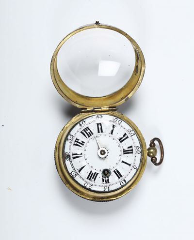 Orologio da Tasca in Argento Rivestito di Pelle di Zigrino, Melin Amiens, 1660