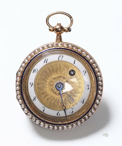 Orologio da Tasca in Oro e Perle di Piccole Dimensioni