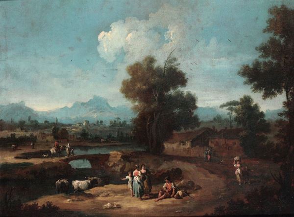 Giuseppe Zais (Forno di Canale 1709 - Treviso 1784) Paesaggi con figure