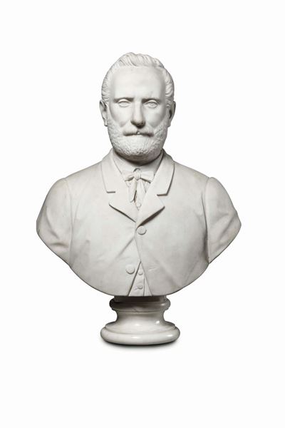 Busto Maschile in Marmo Bianco, Scultore del XIX-XX Secolo