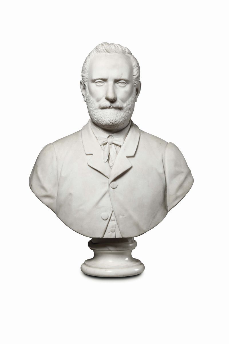Busto maschile in marmo bianco, scultore del XIX-XX secolo  - Auction Fine Art - Cambi Casa d'Aste
