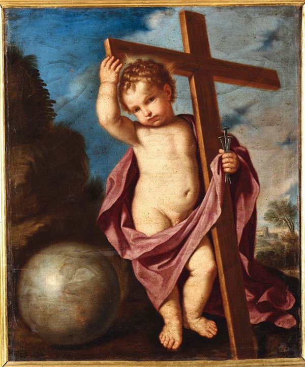 Giovanni Francesco Barbieri detto il Guercino  (Cento 1591 - Bologna 1666), attribuito a Gesù Bambino con croce