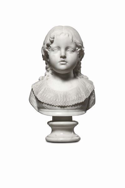 Busto di Fanciulla in Marmo Bianco, Scultore del XIX-XX Secolo