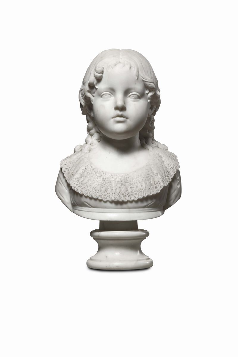 Busto di fanciulla in marmo bianco, scultore del XIX-XX secolo  - Auction Fine Art - Cambi Casa d'Aste