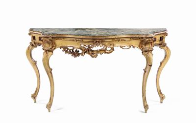 Console Barocchetto in Legno Intagliato e Laccato, XIX Secolo