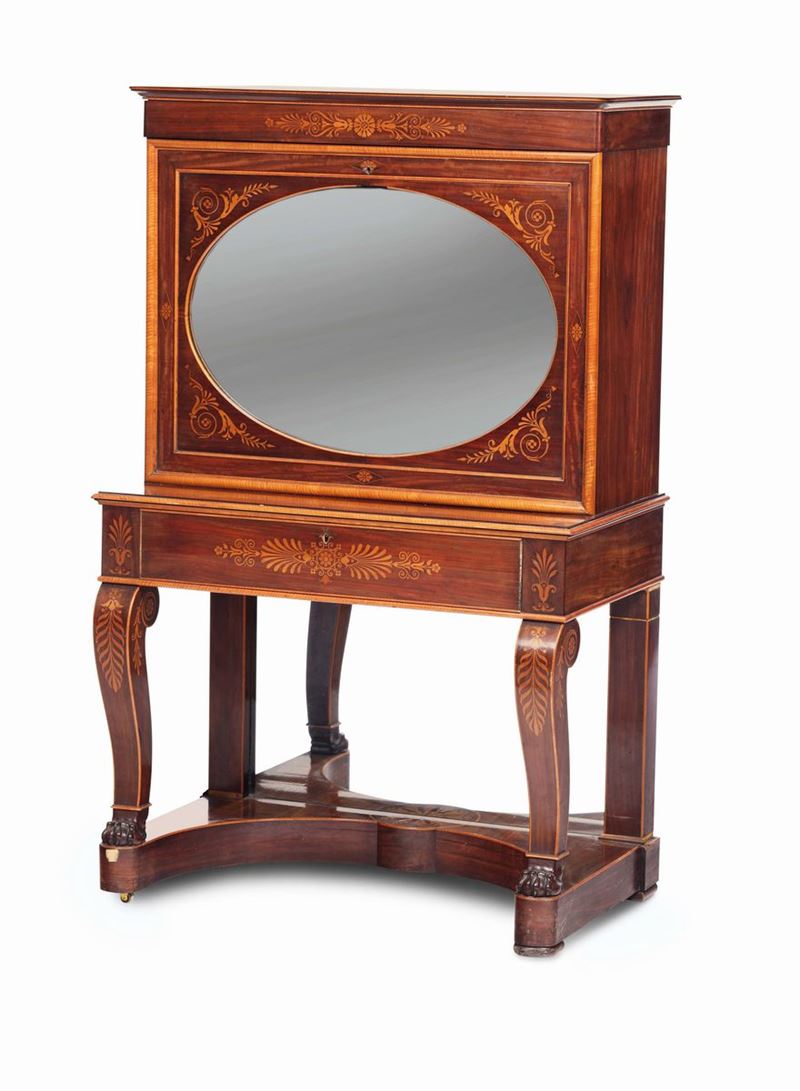 Mobile Carlo X in legno lastronato ed intarsiato, XIX secolo  - Auction Fine Art - Cambi Casa d'Aste
