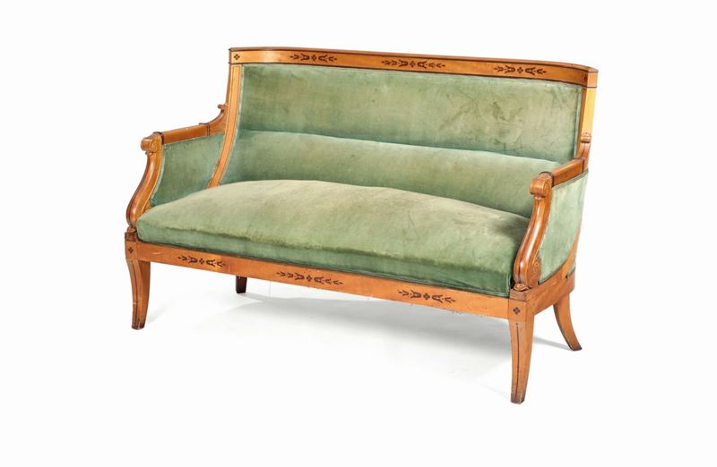 Divano Carlo X in acero intarsiato, XIX secolo  - Auction Fine Art - Cambi Casa d'Aste