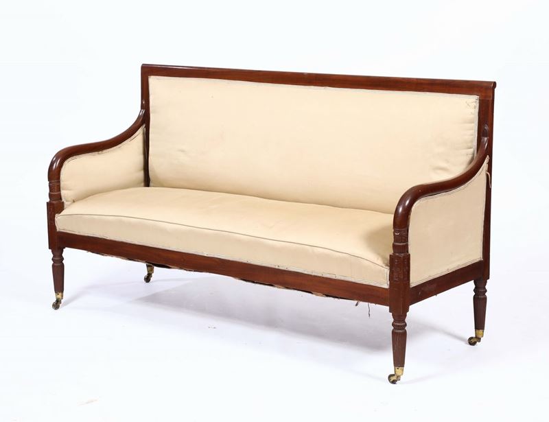 Divano Carlo X in mogano, XIX secolo  - Auction Fine Art - Cambi Casa d'Aste