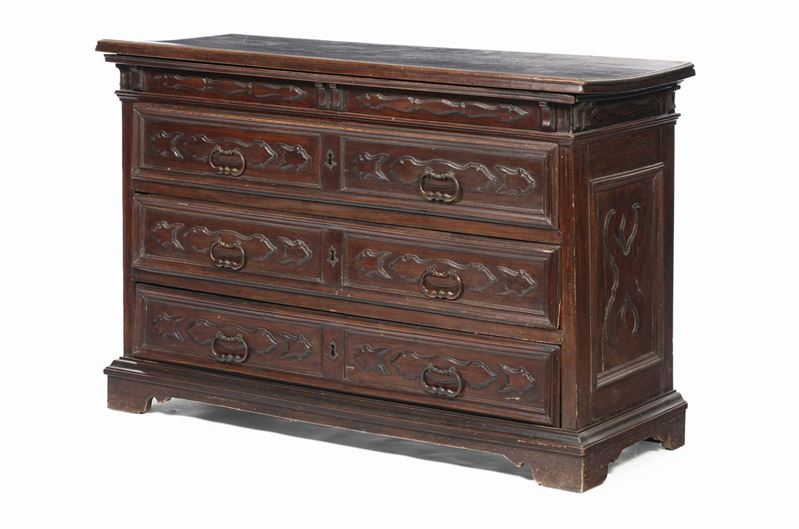 Cantarano in noce intagliato, XVIII secolo  - Asta Antiquariato - Cambi Casa d'Aste