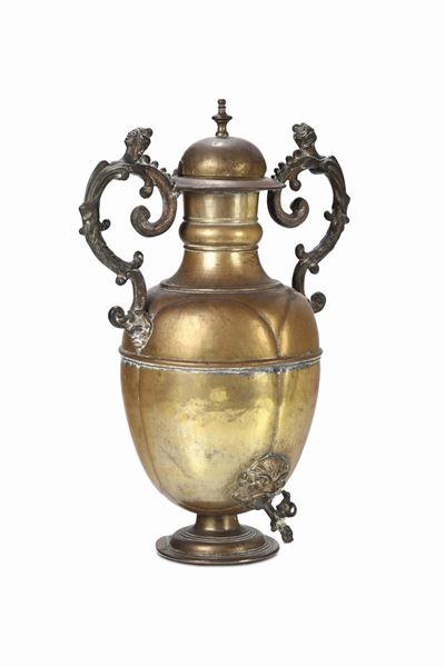 Acquamanile Biansato in Ottone e Bronzo, XVIII-XIX Secolo