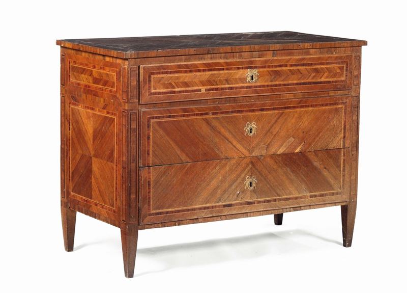 Cassettone Luigi XVI interamente lastronato e filettato, fine XVIII secolo  - Auction Fine Art - Cambi Casa d'Aste