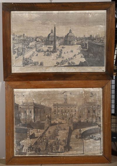 Lotto di Sedici Stampe con Vedute di Architetture Romane, XVIII-XIX Secolo