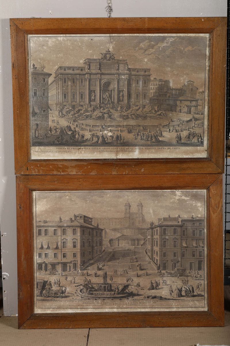 Lotto di Sedici Stampe con Vedute di Architetture Romane, XVIII-XIX Secolo