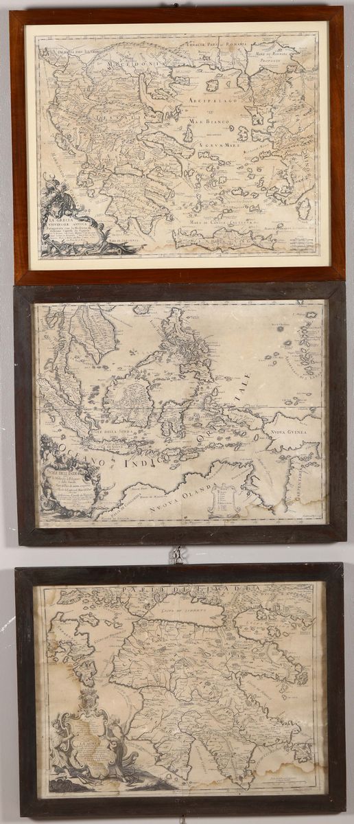 Lotto di Tredici Stampe con Cartine Geografiche, Francia e Italia XVIII-XIX Secolo