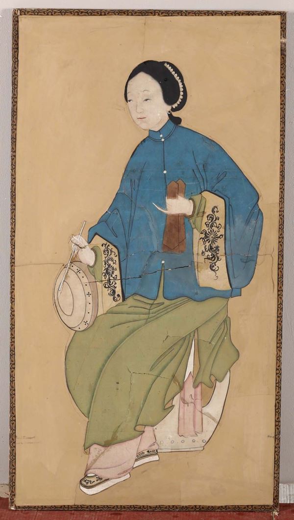 A painting on silk depicting Guanyin, China, Qing Dynasty, 19th century