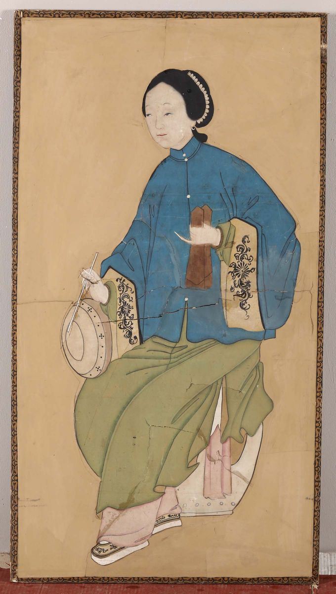 Dipinto su seta raffigurante Guanyin, Cina, Dinastia Qing, XIX secolo  - Asta Chinese Works of Art - Cambi Casa d'Aste