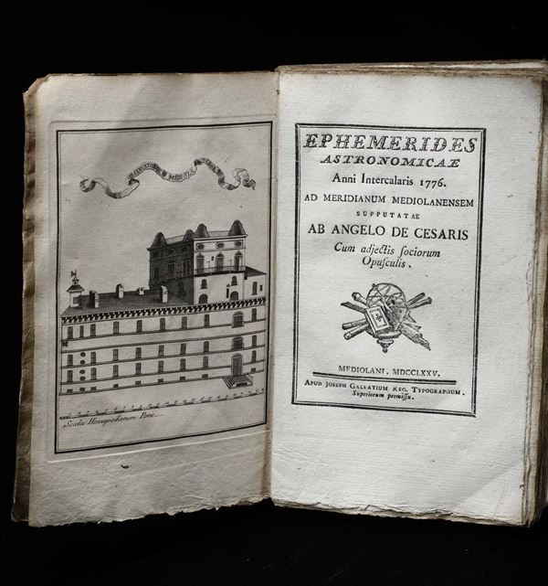 Cesaris, Angelo de Ephemerides Astronomicae. Anni Intercalaris 1776, Ad Meridianum Mediolanensem, Mediolani, Joseph Gallazio, 1775