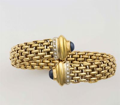 Fope. Bracciale con Diamanti e Zaffiri Taglio Cabochon