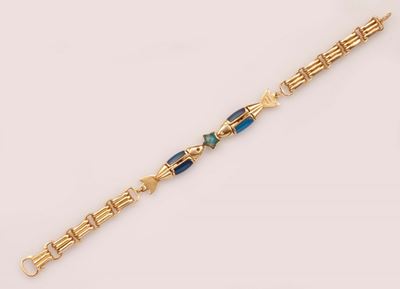 Cleto Munari. Bracciale “pesci” con Inserti in Calcedonio Tinto e Amazzonite